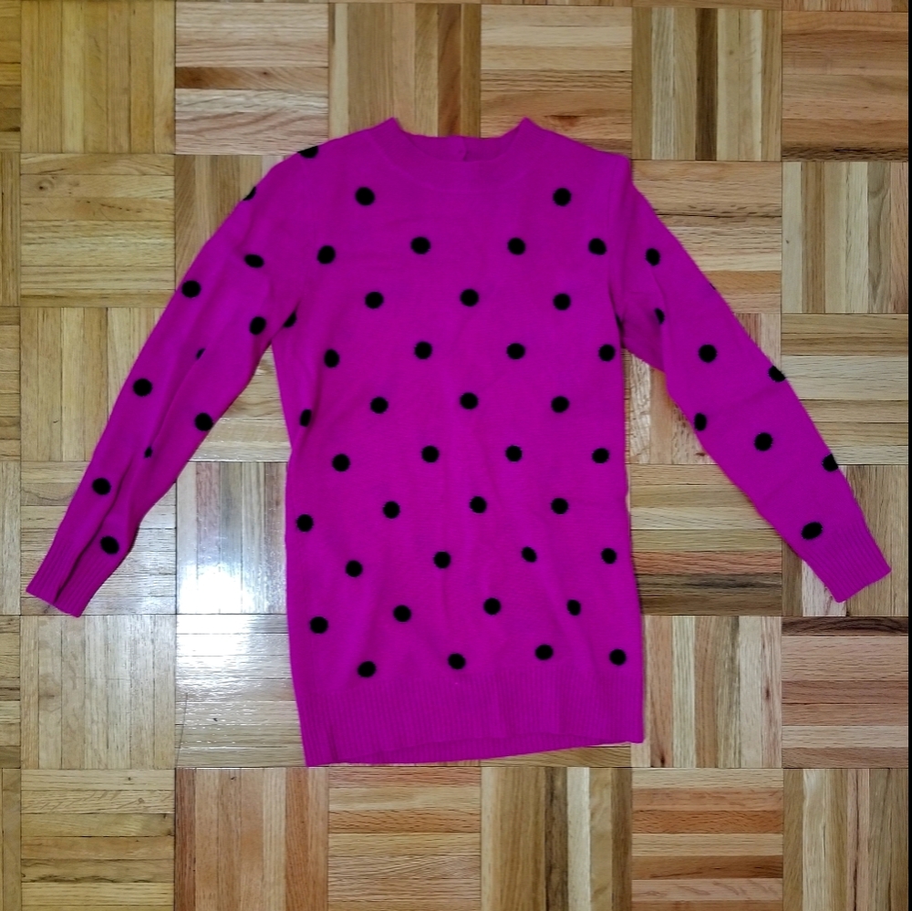 Pink black dot cashmere J crew sweater xxs
